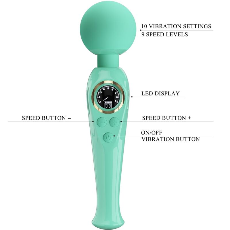 Vibratore Wand Pretty Love Skyler — 10 Modalità, Verde
