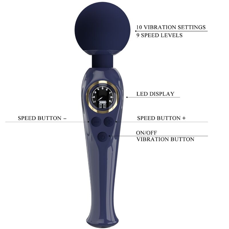Vibratore Wand Pretty Love Skyler — 10 Modalità, Blu