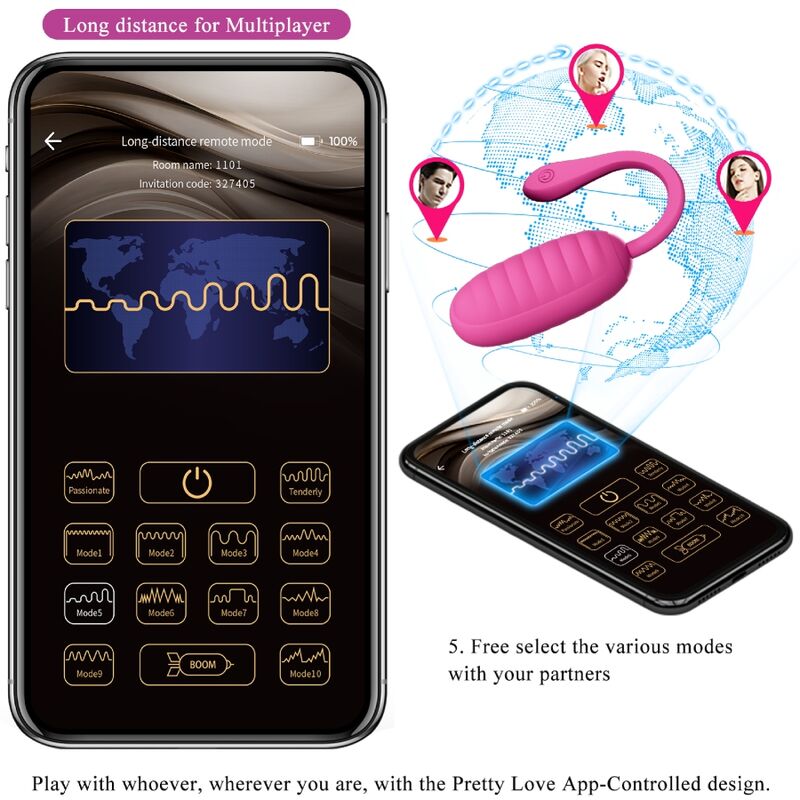 Uovo Vibrante con App Pretty Love Catalina — 12 Modalità, Rosa
