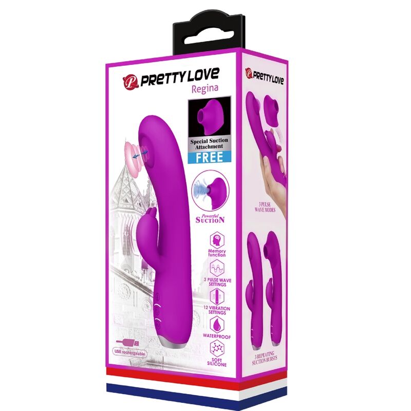 Vibratore Rabbit Pulsante Pretty Love Regina — Viola, Ricaricabile