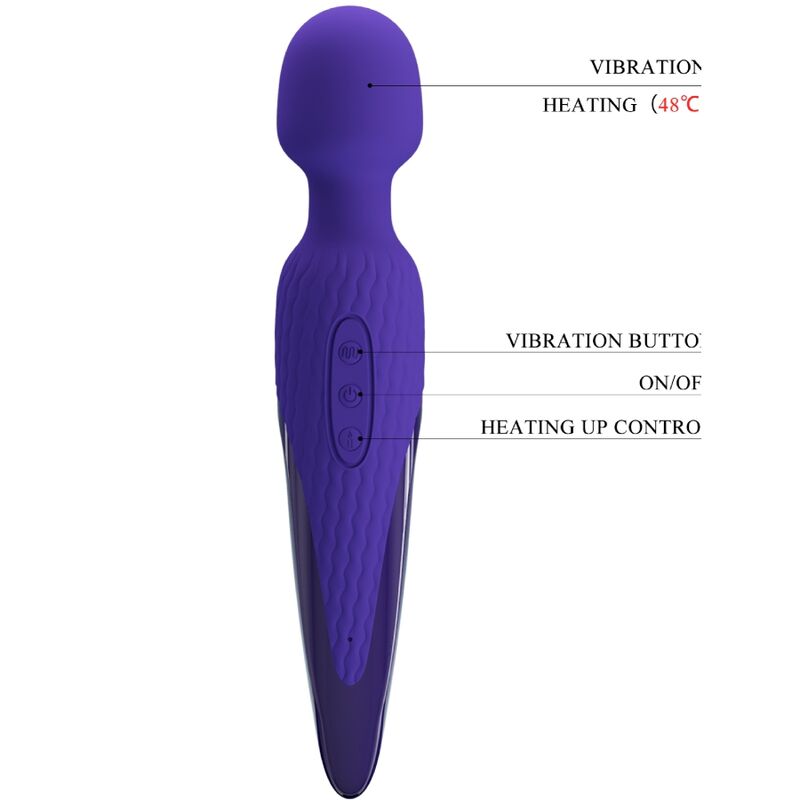 Vibratore Wand con Calore Pretty Love Antony — Silicone, 7 Modi