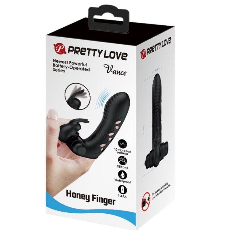 Vibratore Rabbit da Dito Pretty Love Vance — Silicone, Nero