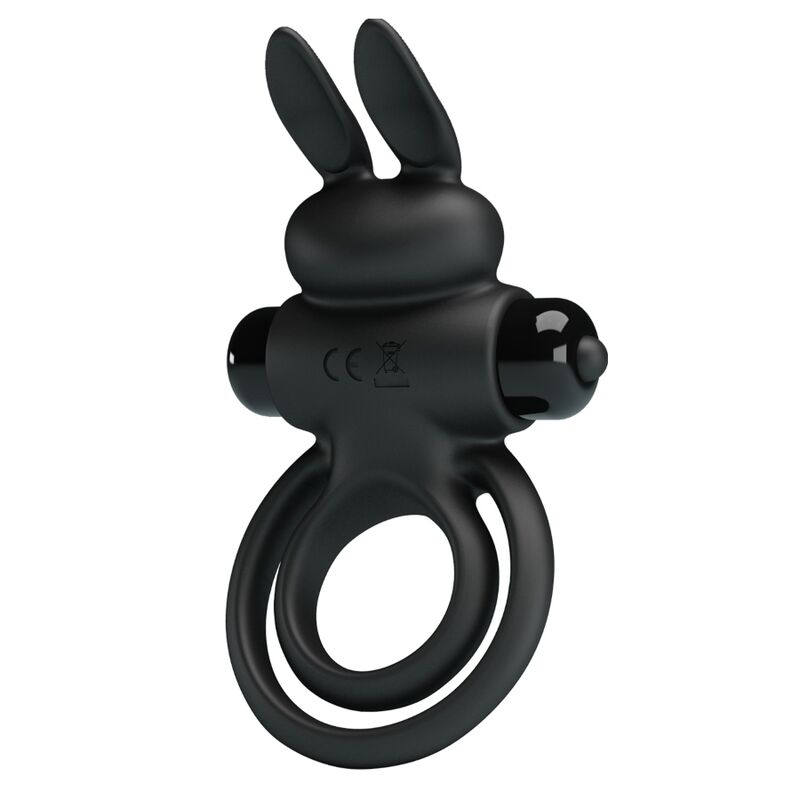 Anello Fallico Vibrante Rabbit Pretty Love — Silicone, Nero