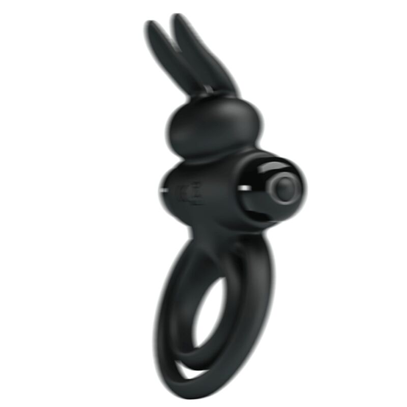 Anello Fallico Vibrante Rabbit Pretty Love — Silicone, Nero