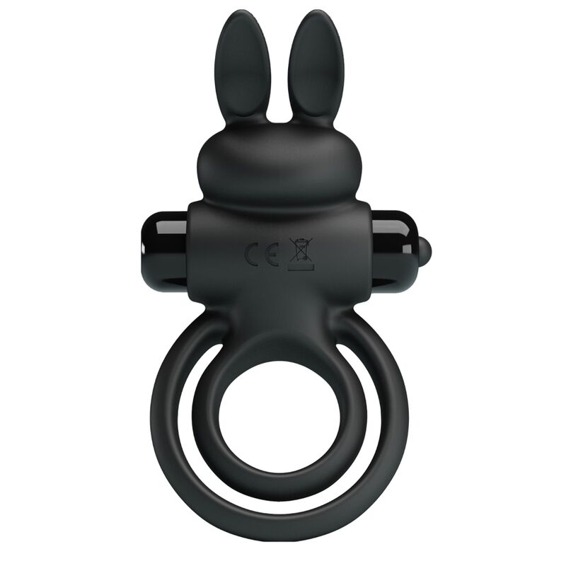 Anello Fallico Vibrante Rabbit Pretty Love — Silicone, Nero