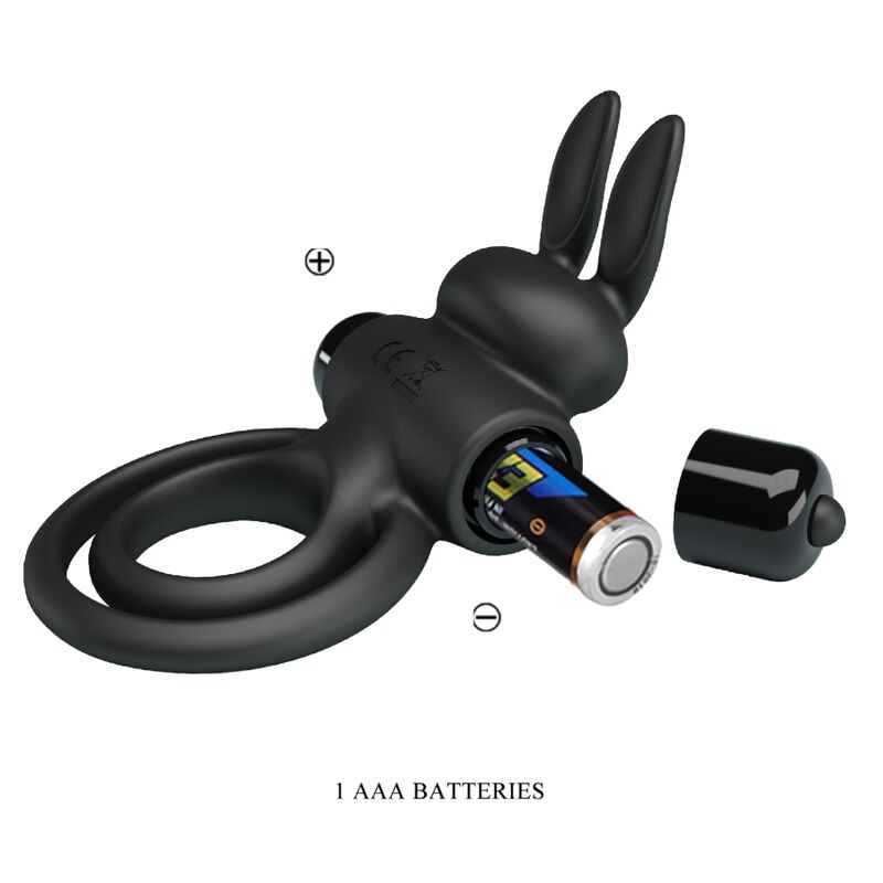 Anello Fallico Vibrante Rabbit Pretty Love — Silicone, Nero