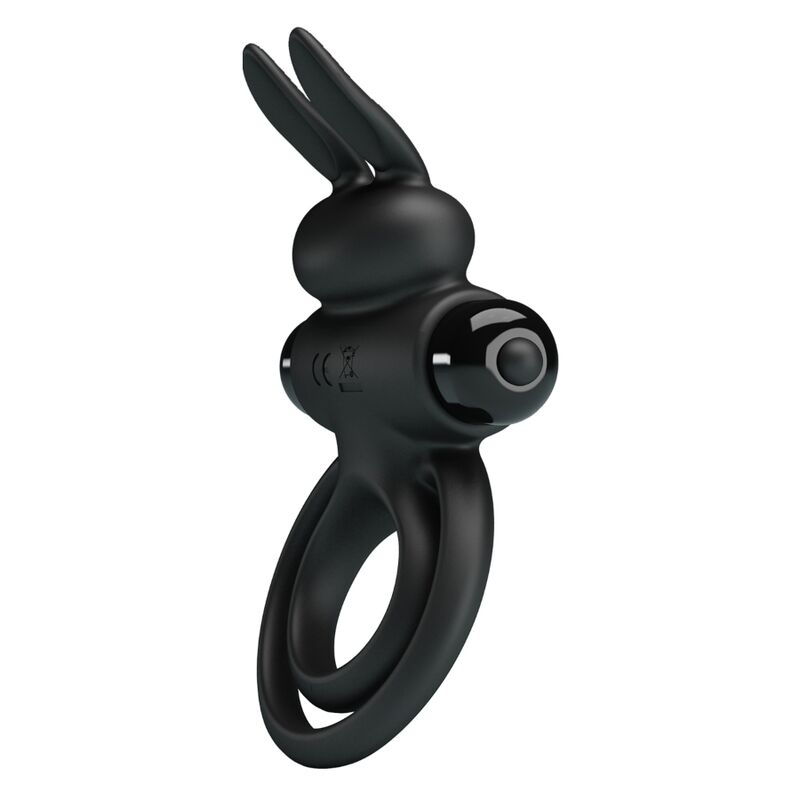 Anello Fallico Vibrante Rabbit Pretty Love — Silicone, Nero