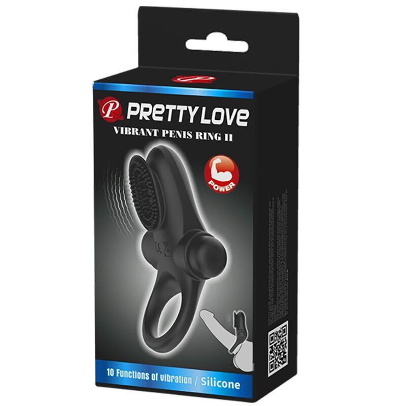 Anello Fallico Vibrante Pretty Love — Silicone, Nero