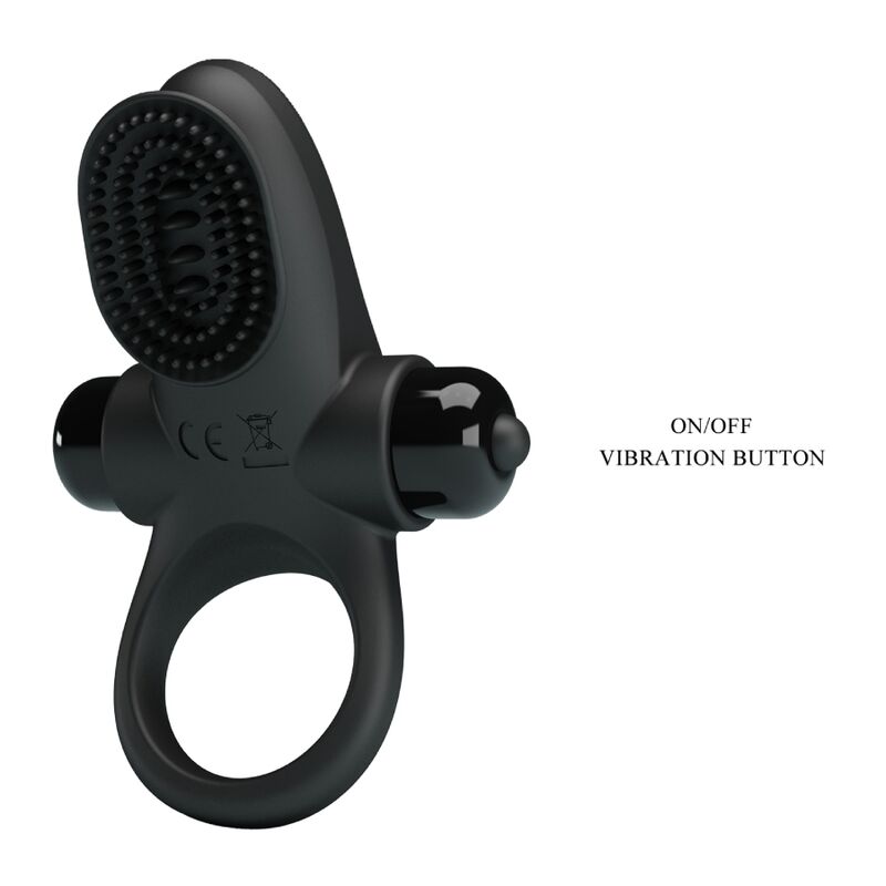Anello Fallico Vibrante Pretty Love — Silicone, Nero