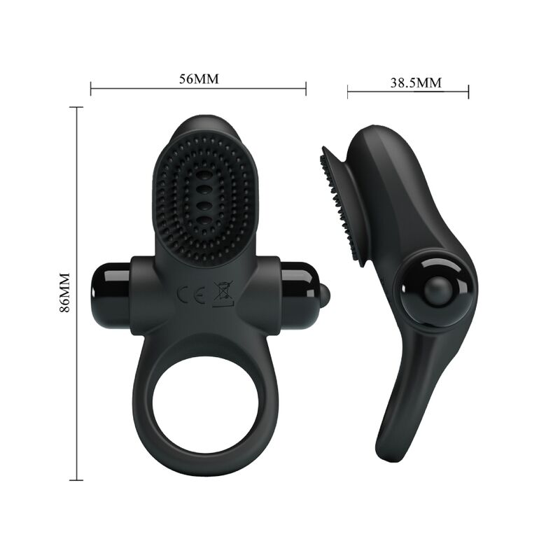 Anello Fallico Vibrante Pretty Love — Silicone, Nero
