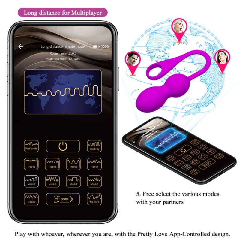 Palline Kegel Vibranti Pretty Love Elvira — 12 Modalità, Viola