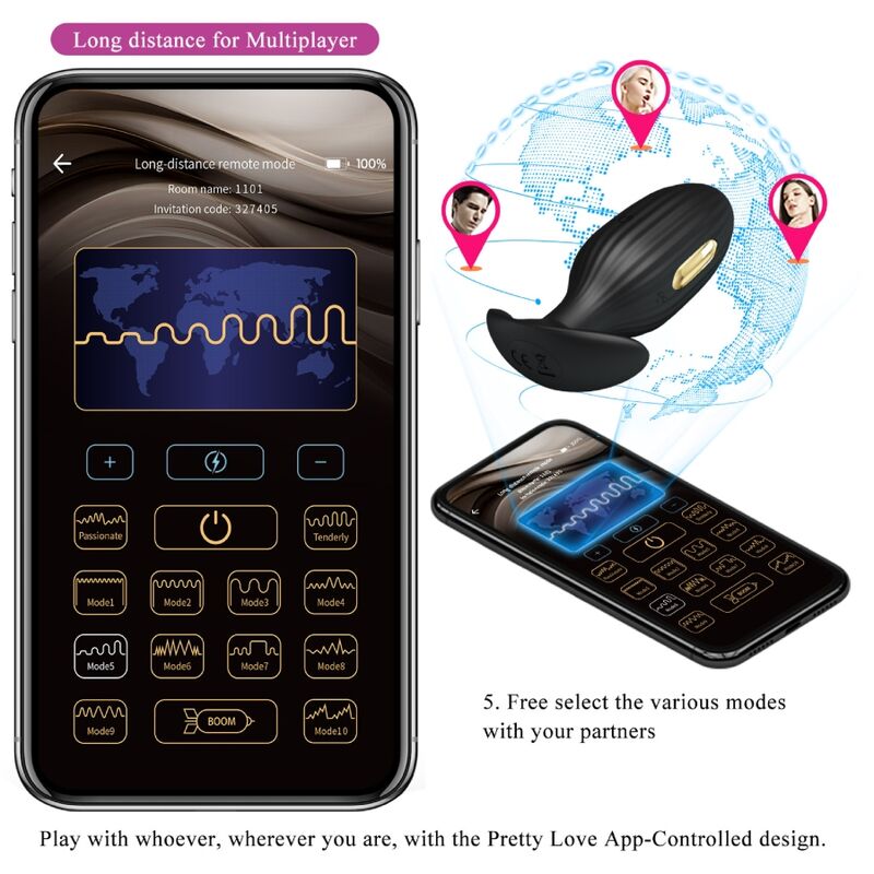 Plug Anale Vibrante App Pretty Love Jefferson — Nero