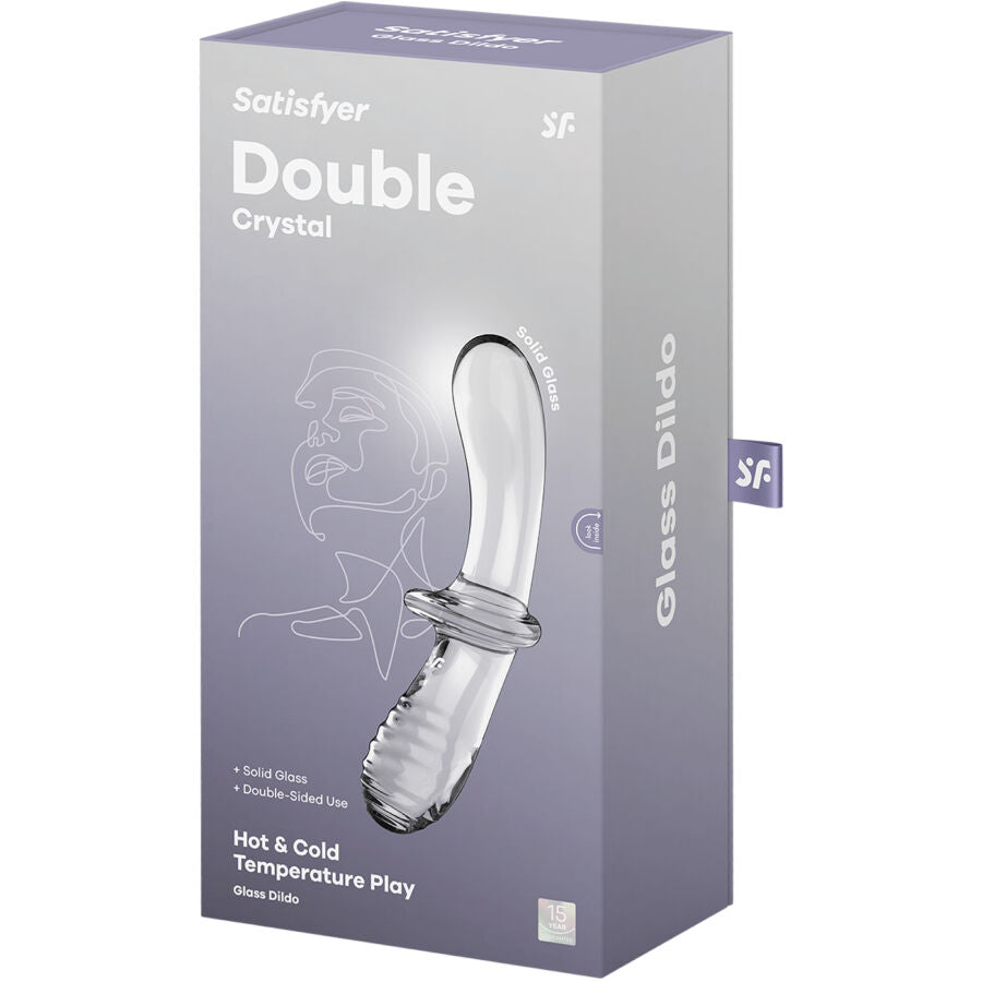 Dildo in Vetro Borosilicato Satisfyer Double Crystal — Trasparente