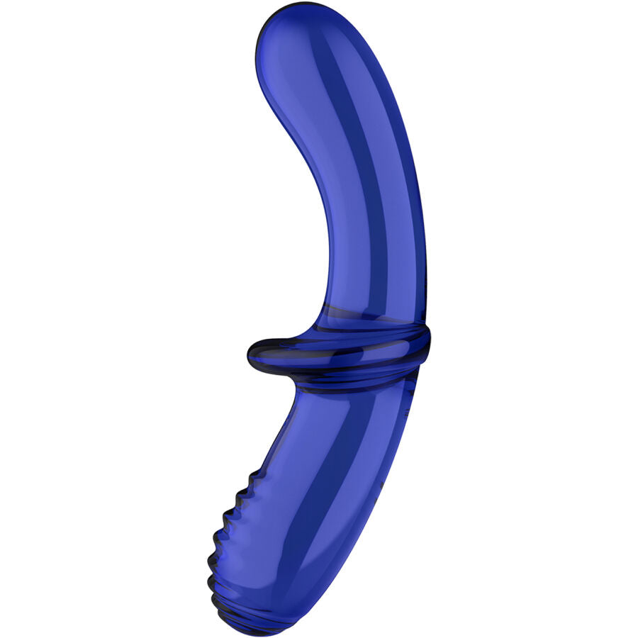 Dildo in Vetro Borosilicato Satisfyer Double Crystal — Blu
