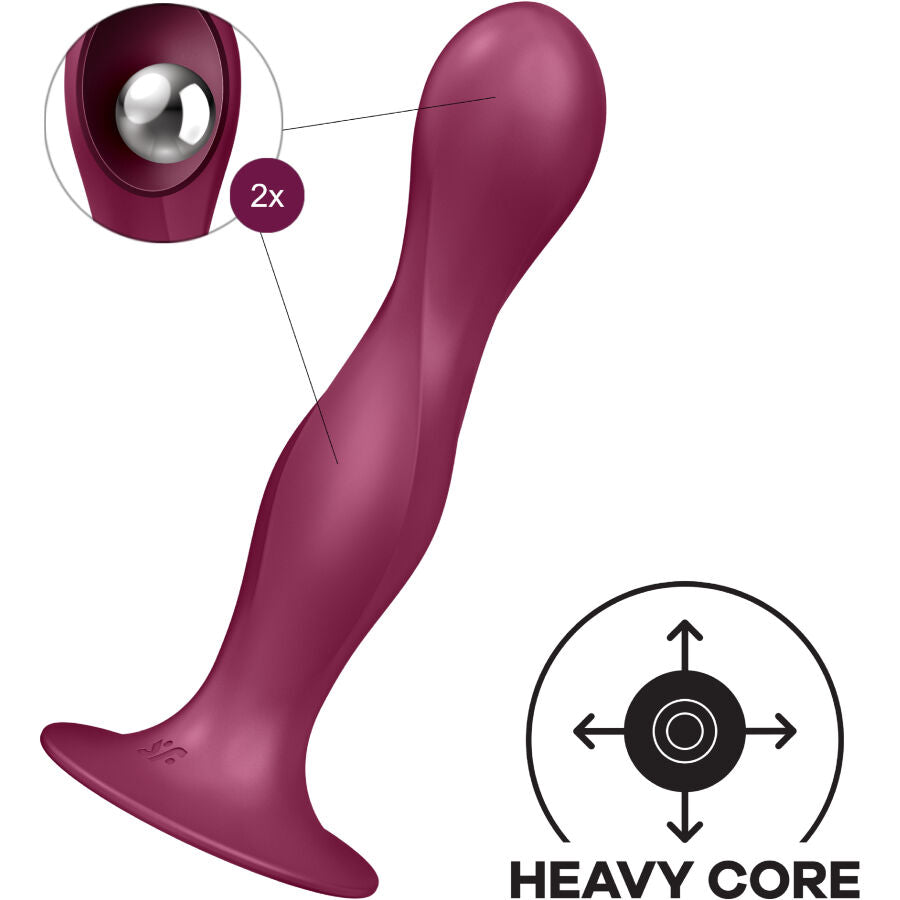 Dildo con Palline Satisfyer Double Ball-R — Silicone, Granato