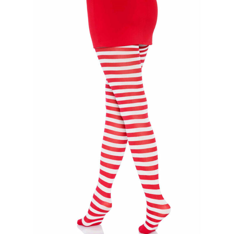 Collant a Righe Leg Avenue — Nylon Bianco/Rosso