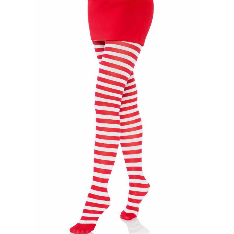 Collant a Righe Leg Avenue — Nylon Bianco/Rosso