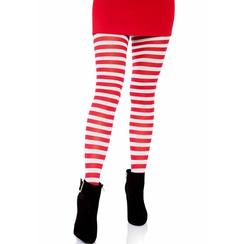 Collant a Righe Leg Avenue — Nylon Bianco/Rosso