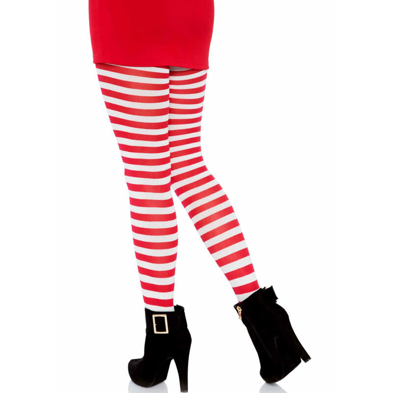 Collant a Righe Leg Avenue — Nylon Bianco/Rosso