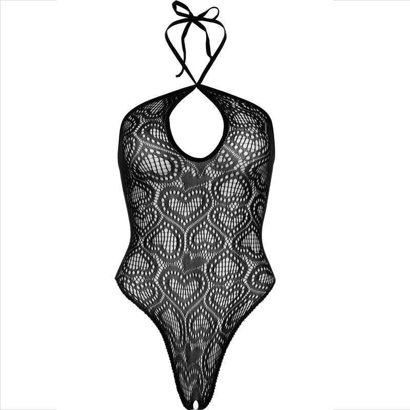 Body Erotico in Pizzo Leg Avenue — Scollo all'Americana, Nero