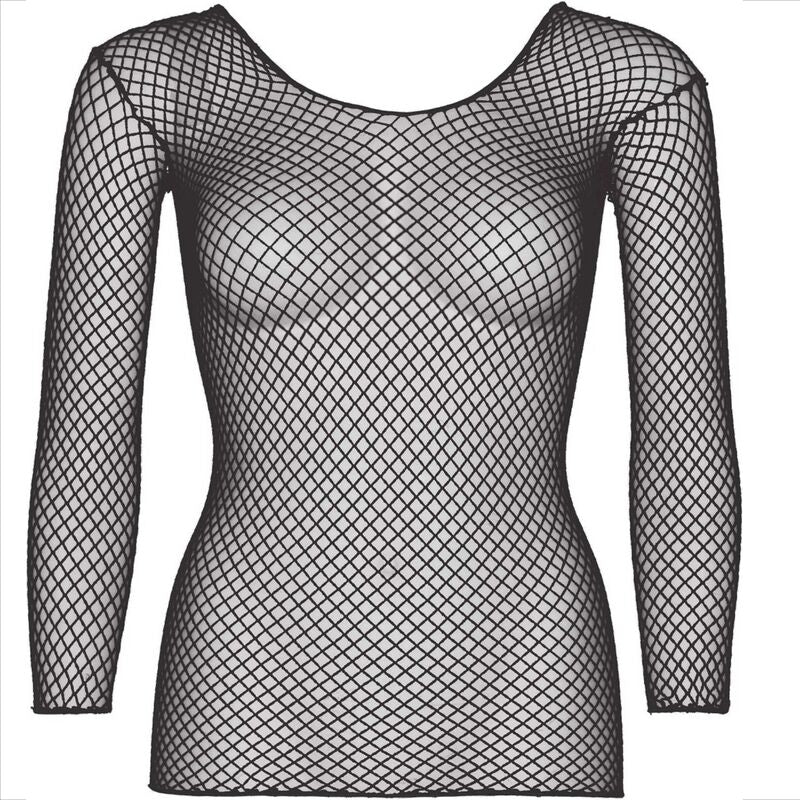 T-Shirt a Rete Maniche Lunghe Leg Avenue — Nera