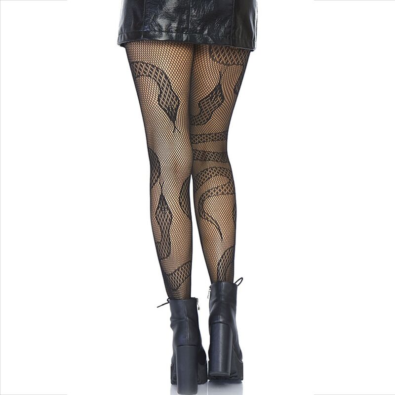 Calze a Rete con Stampa Serpente Leg Avenue — Nere