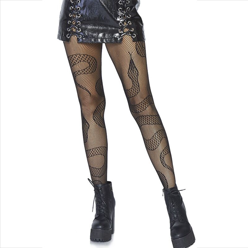 Calze a Rete con Stampa Serpente Leg Avenue — Nere