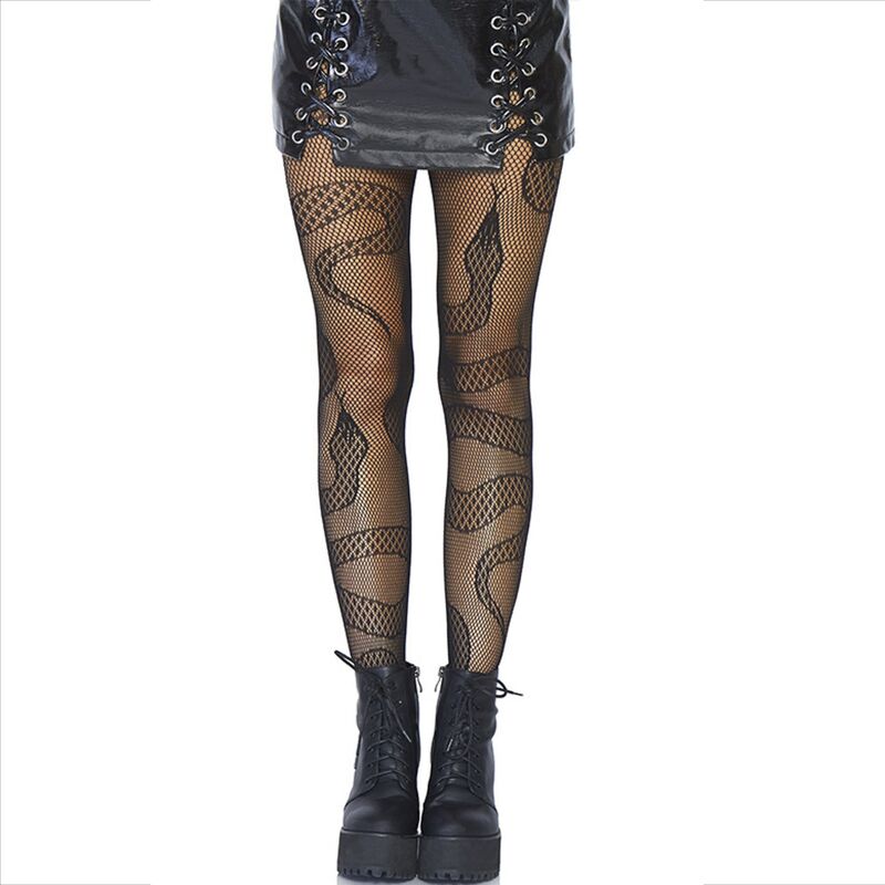 Calze a Rete con Stampa Serpente Leg Avenue — Nere