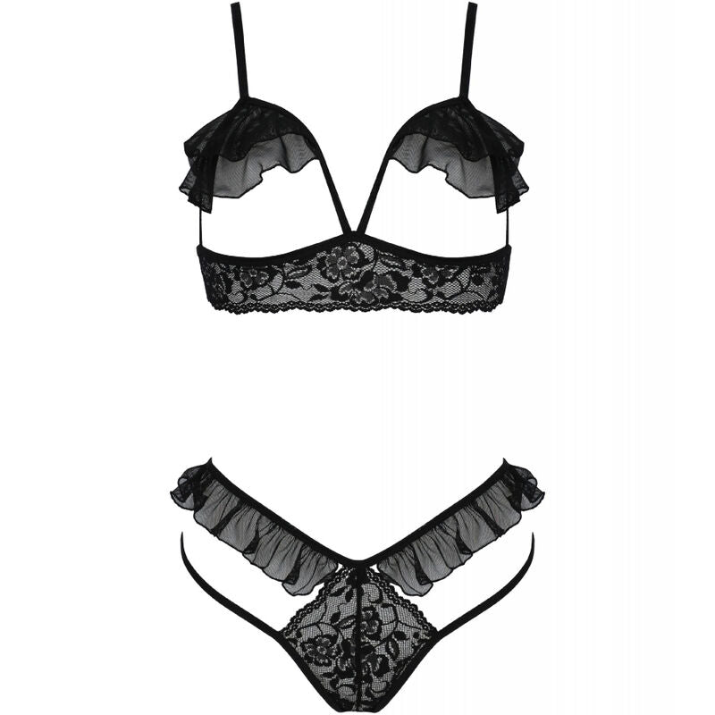 Lingerie Sexy Passion Dolly Set — Tulle e Pizzo, L/XL Nero