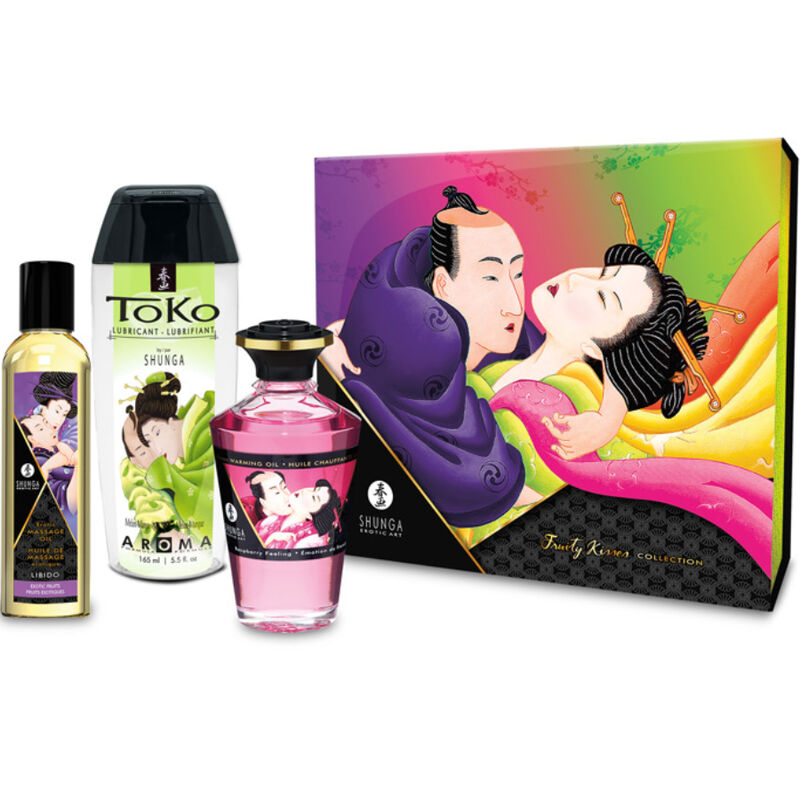 Kit Olio Massaggio Erotico Shunga Baci Fruttati — Set Coppia