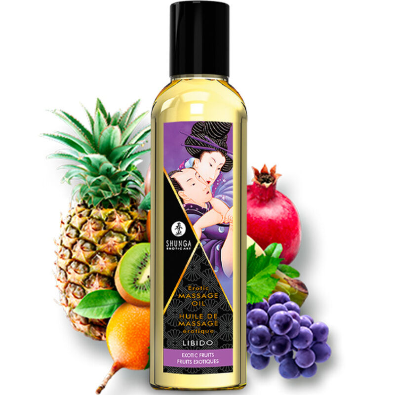 Kit Olio Massaggio Erotico Shunga Baci Fruttati — Set Coppia