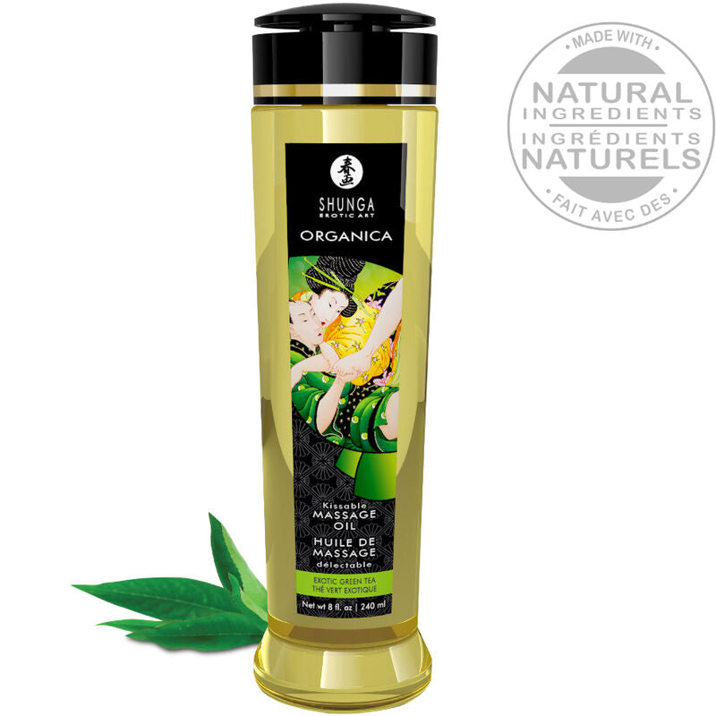 Olio da Massaggio Erotico Shunga Tè Verde Biologico — 240 ml
