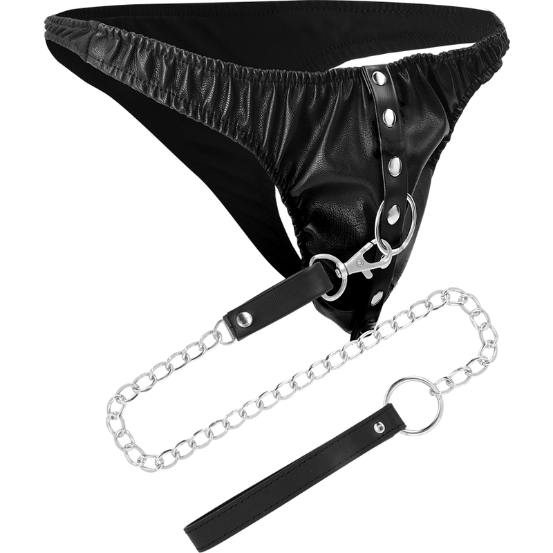 Perizoma Bondage con Catena Darkness — Pelle Vegana