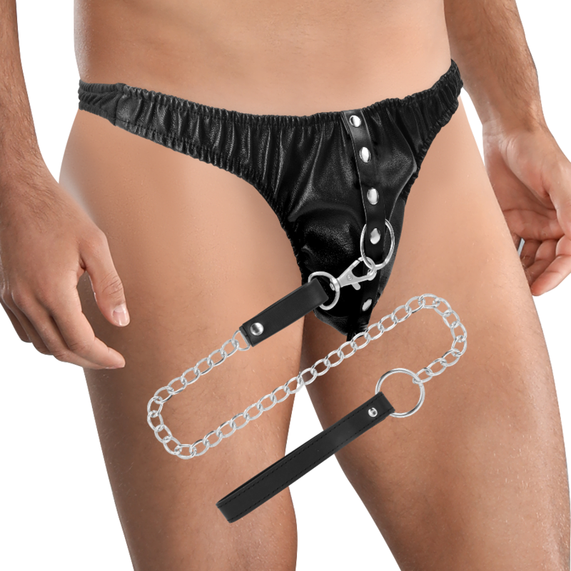 Perizoma Bondage con Catena Darkness — Pelle Vegana