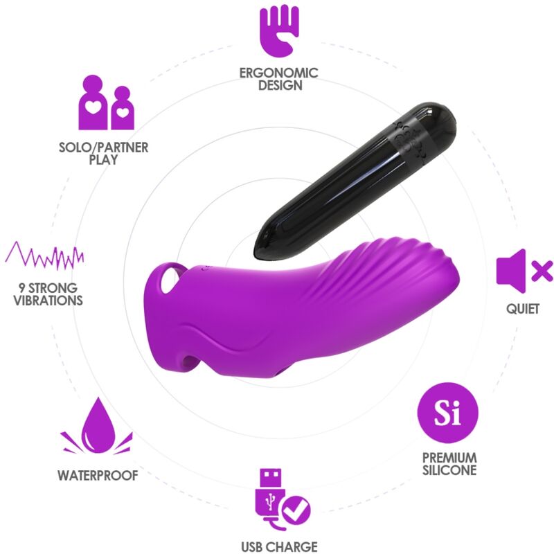 Vibratore Dito Armony Aurora — Silicone, Viola