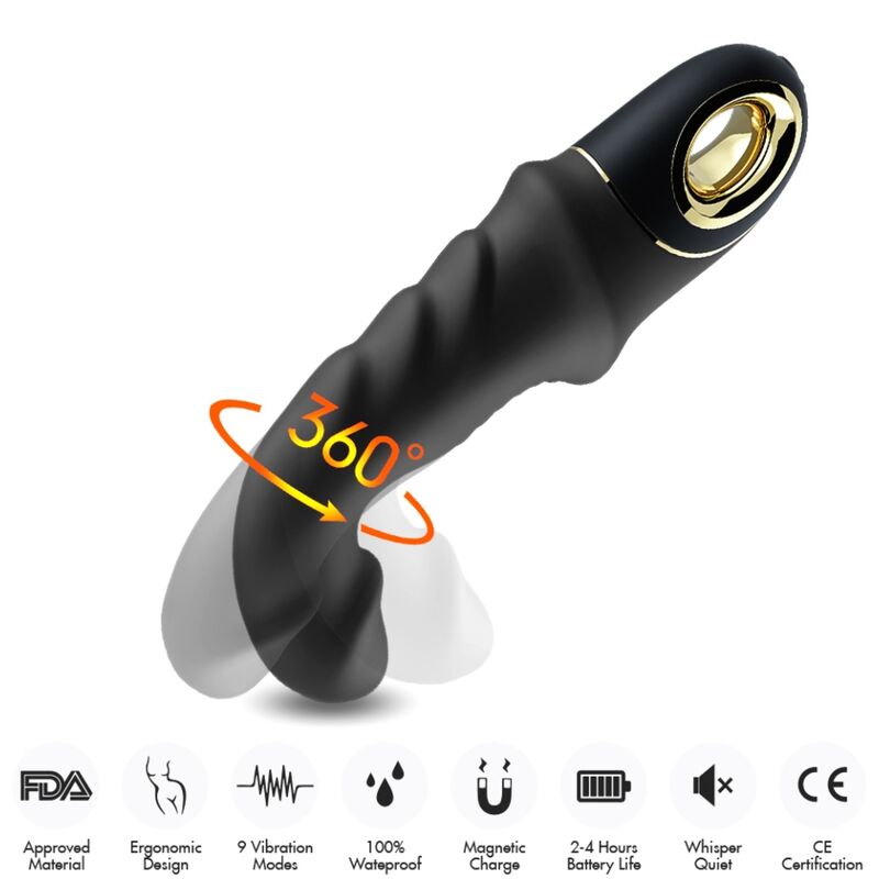 Vibratore Rotante con Dildo Armony Joyblade — Silicone, Nero