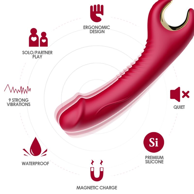 Dildo Vibrante e Rotante Armony Prince — Silicone, Rosso
