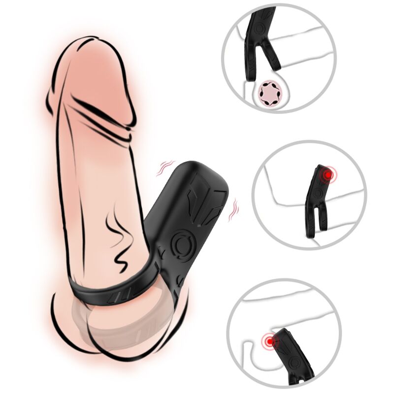 Anello Fallico Vibrante Doppio Armony — Silicone, 9 Modalità
