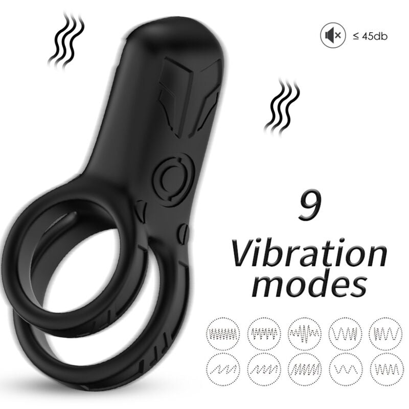 Anello Fallico Vibrante Doppio Armony — Silicone, 9 Modalità