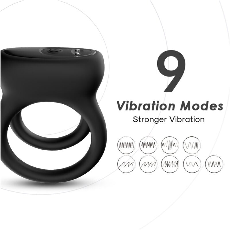 Anello Fallico Vibrante Doppio Armony — Silicone, 9 Modalità