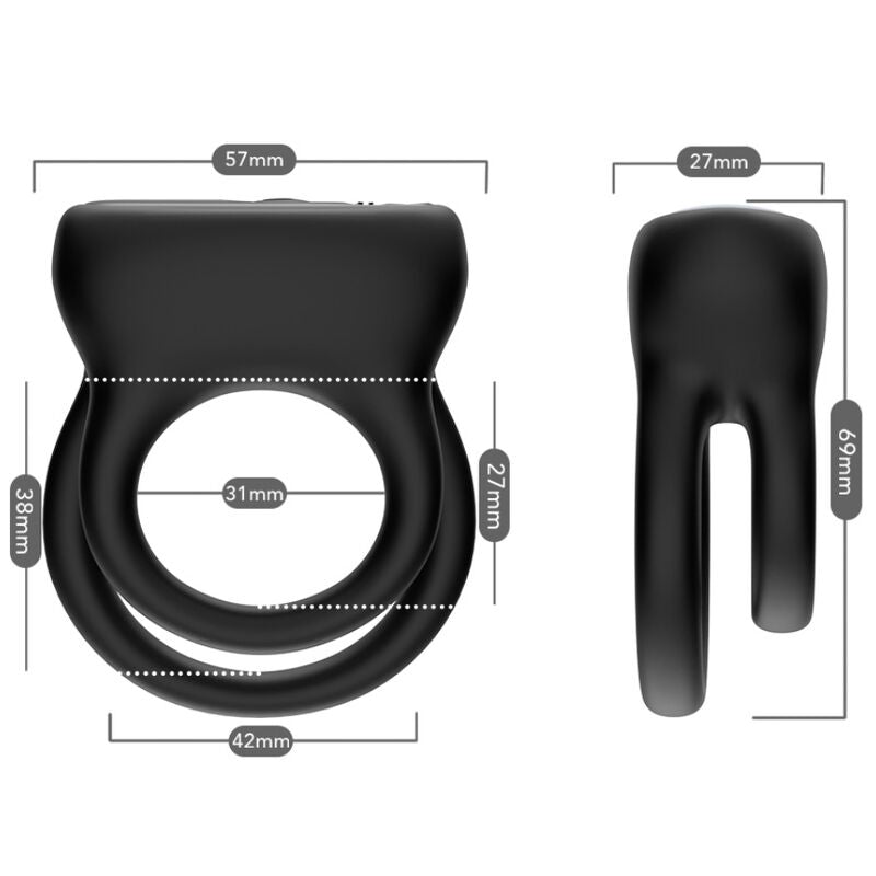 Anello Fallico Vibrante Doppio Armony — Silicone, 9 Modalità