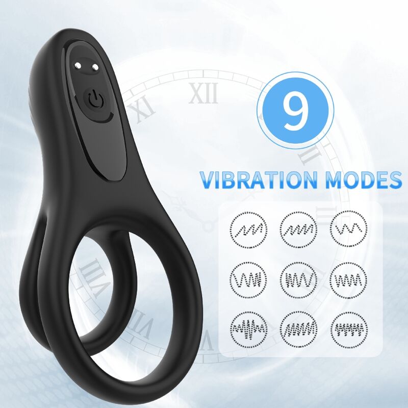 Anello Fallico Vibrante Doppio Armony — Silicone, 9 Modalità