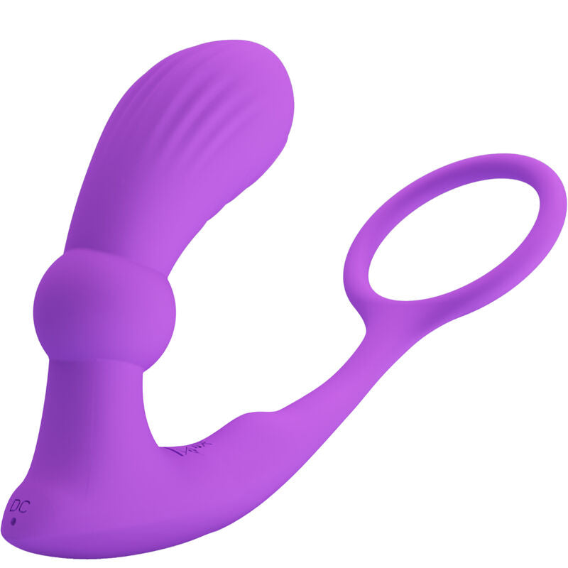 Anello Fallico Vibrante con Plug Anale Pretty Love Warren — Viola