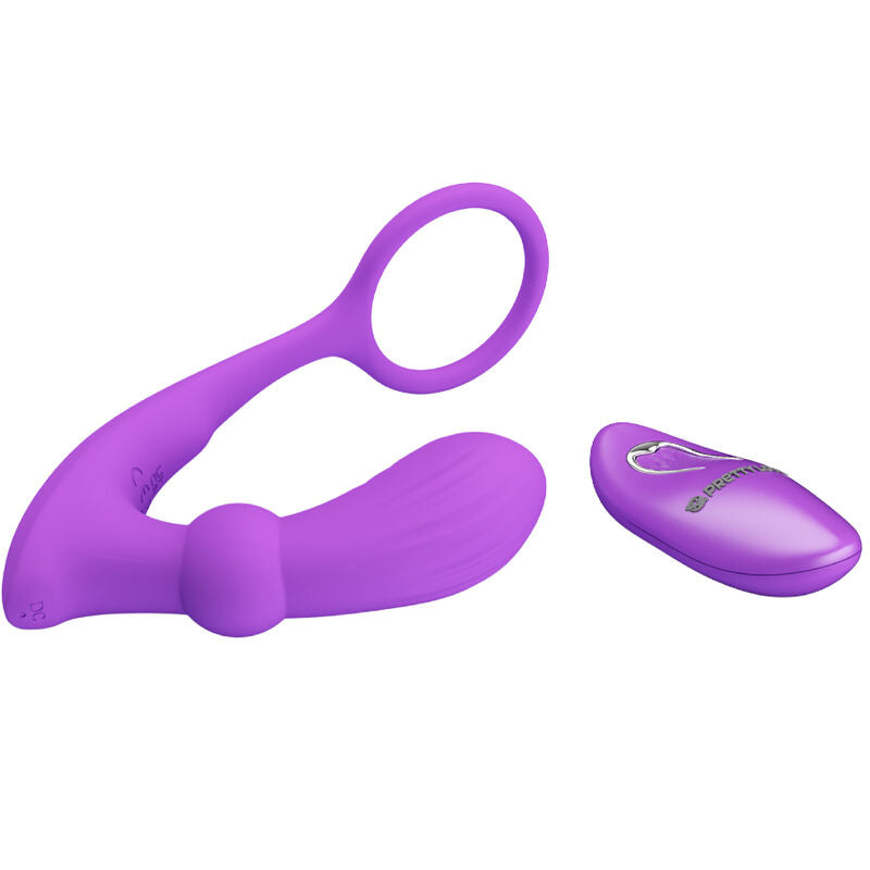 Anello Fallico Vibrante con Plug Anale Pretty Love Warren — Viola