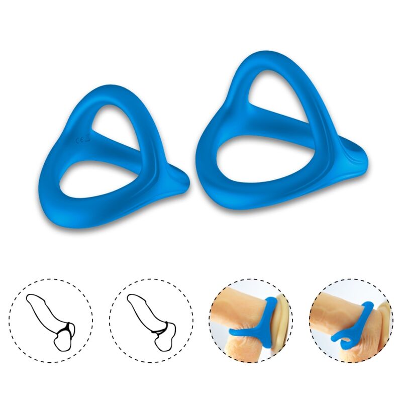 Anello Fallico Doppio Armony Tresor — Silicone, Blu