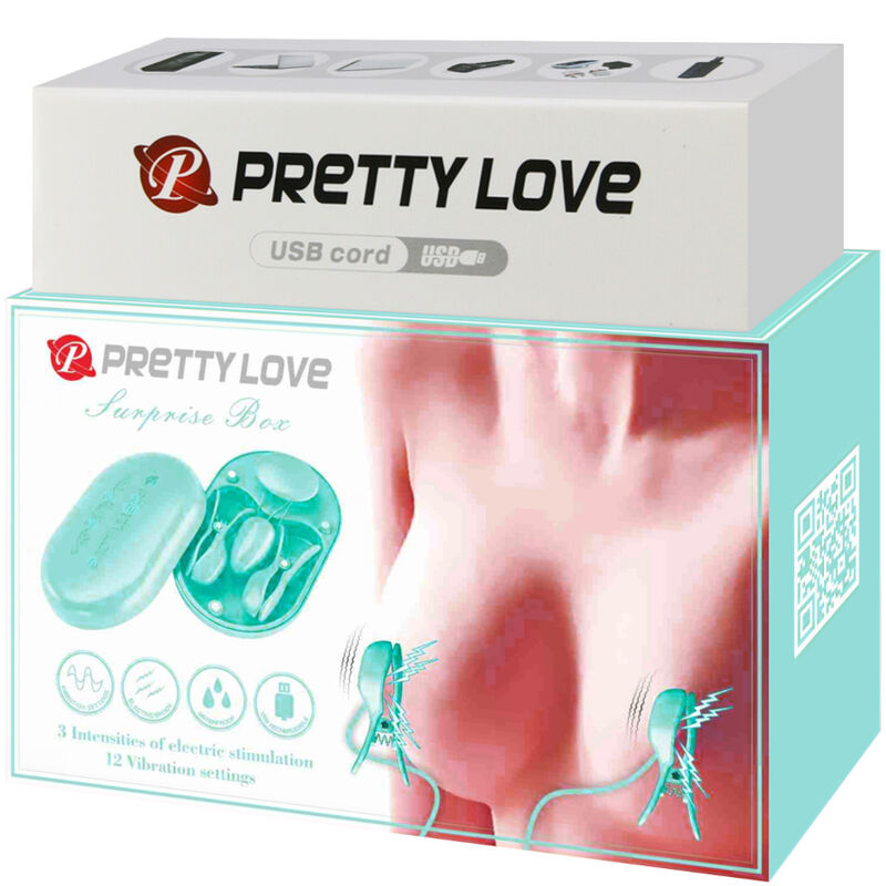 Kit Elettrostimolazione Capezzoli Pretty Love — Pinze BDSM Blu