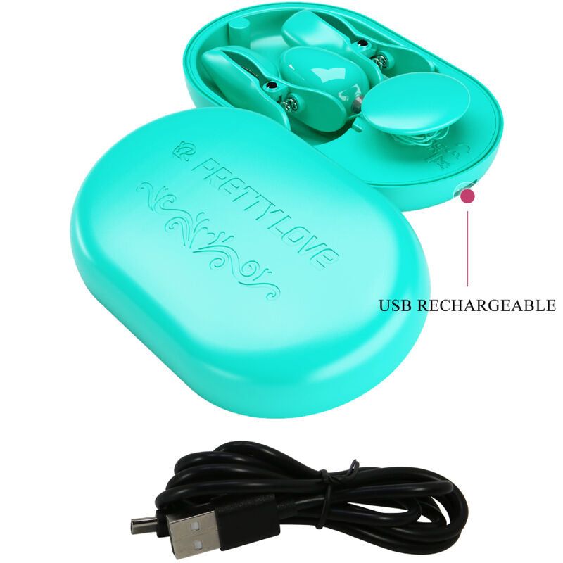 Kit Elettrostimolazione Capezzoli Pretty Love — Pinze BDSM Blu