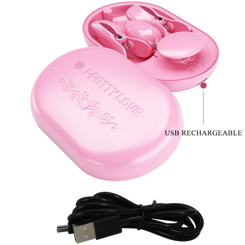 Pinze per Capezzoli Elettrostimolanti Pretty Love Flirtation — Rosa