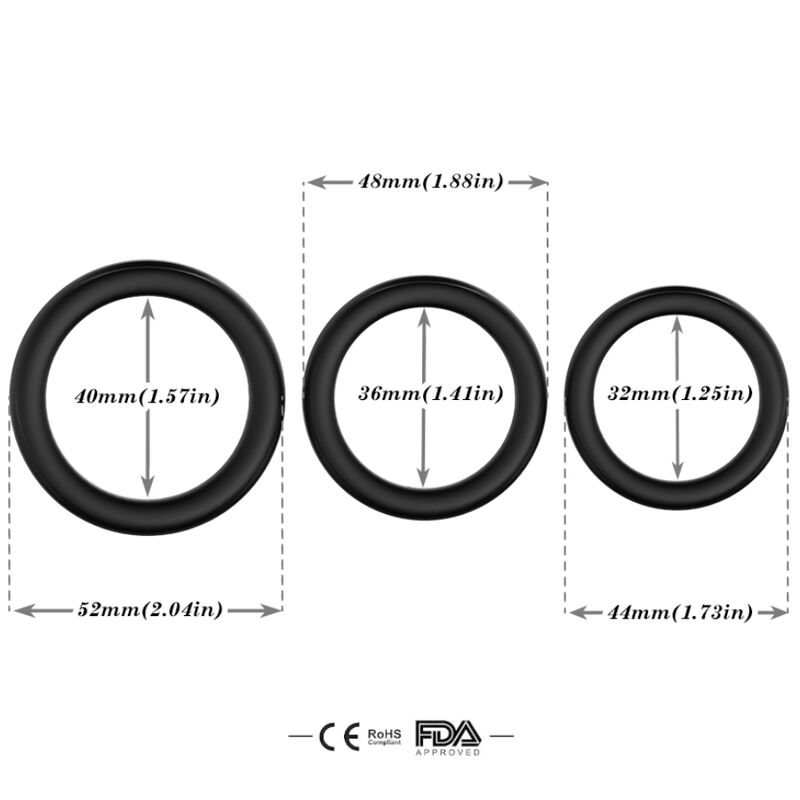 Anello Fallico Triplo Armony — Silicone Nero