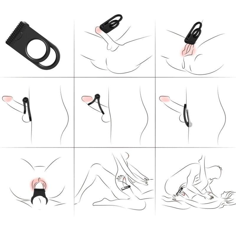 Anello Fallico Vibrante per Coppia Armony Twins — Silicone Nero